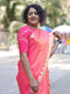 Coral Orange Katan Silk Saree