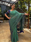 Peacock Blue tissue cotton Saree with Gold Gini Work