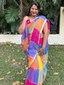 mutlicolor pure linen saree
