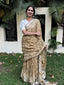 Brown Pure Cotton Handblock Printed Formal Saree