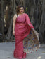 Red Semi Linen Saree with Kalamkari Pallu