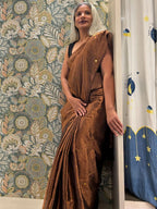 Brown Tissue Cotton Saree with Gini Work