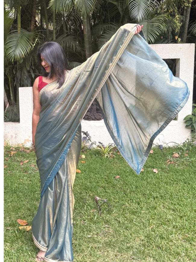 Metallic Green Tissue Silk Saree Main Image