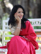 Crimson Red Katan Silk Saree