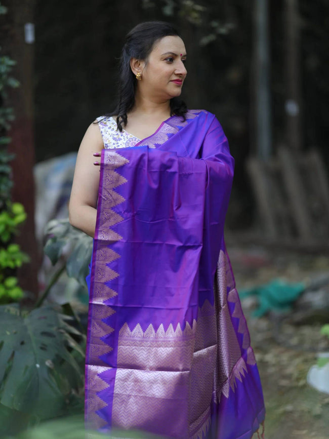 Royal Purple Katan Silk Saree Main Image