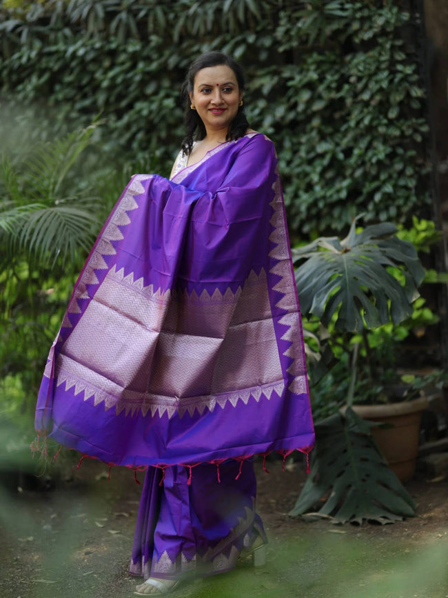 Royal Purple Katan Silk Saree Hover Image