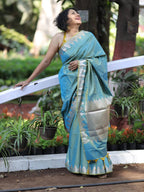Teal Blue Katan Silk Saree