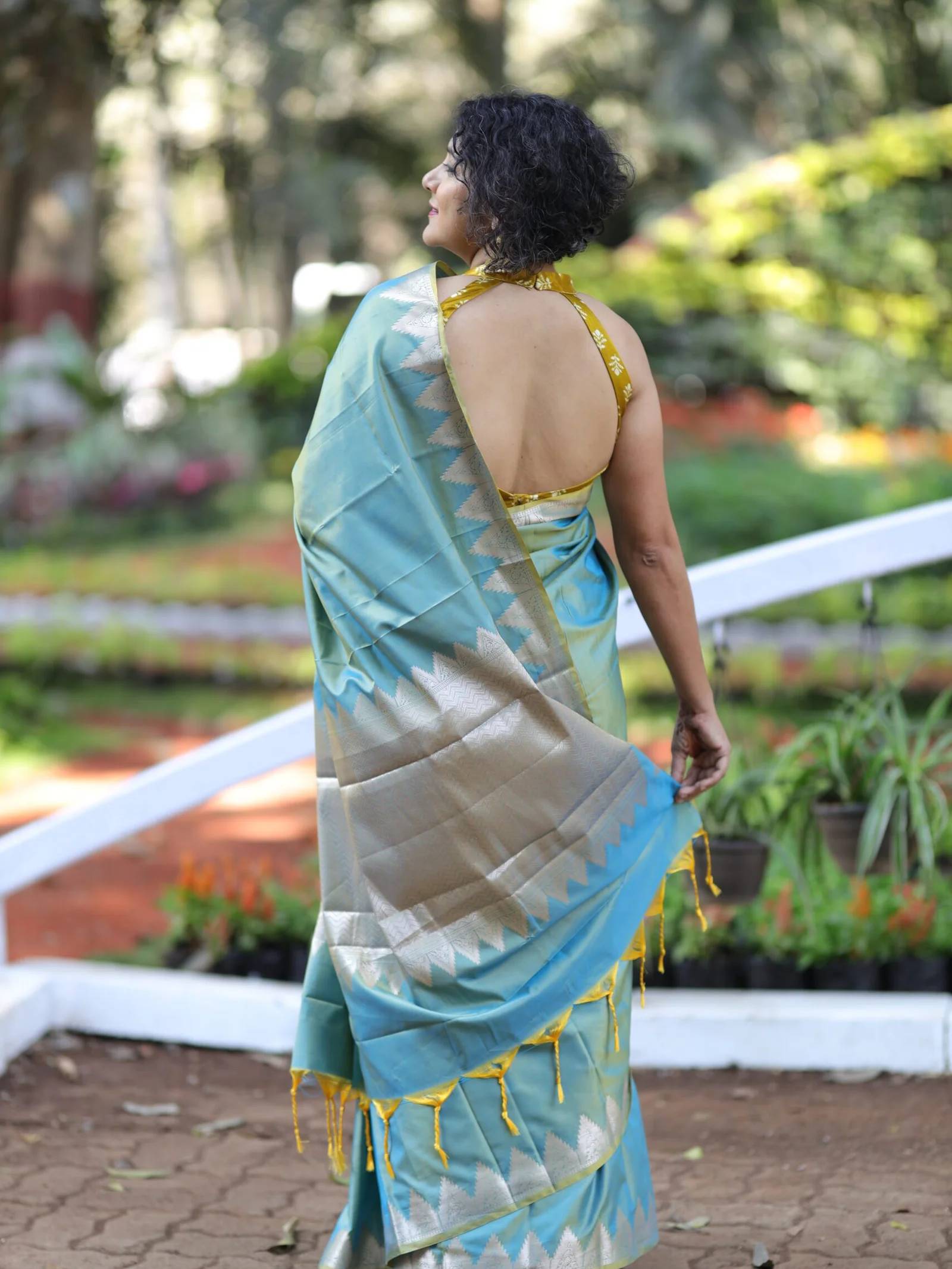 Teal Blue Katan Silk Saree
