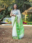 Cream Kota Saree With Green Border