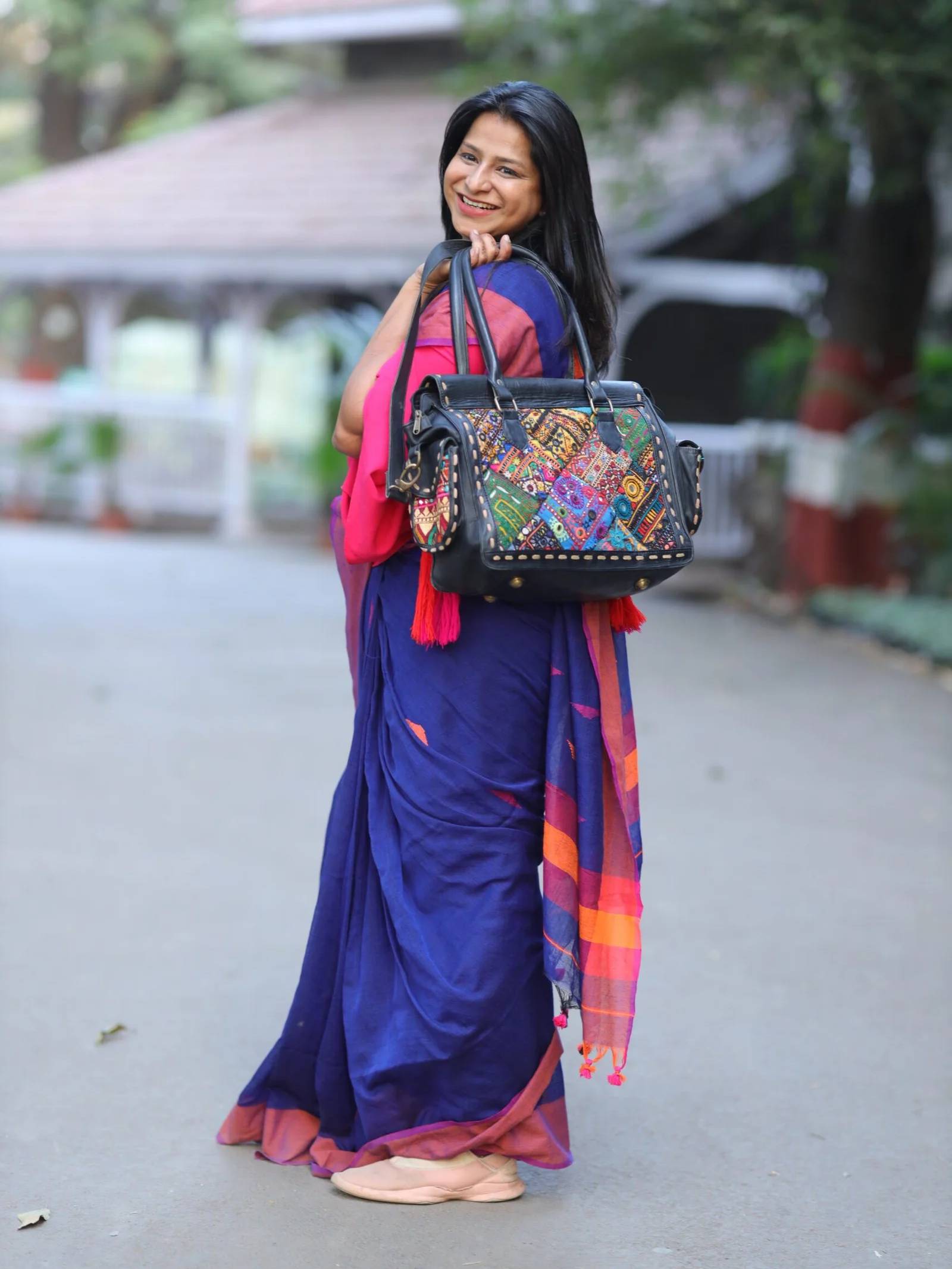 Indigo Soft Cotton Barfi Butta Saree