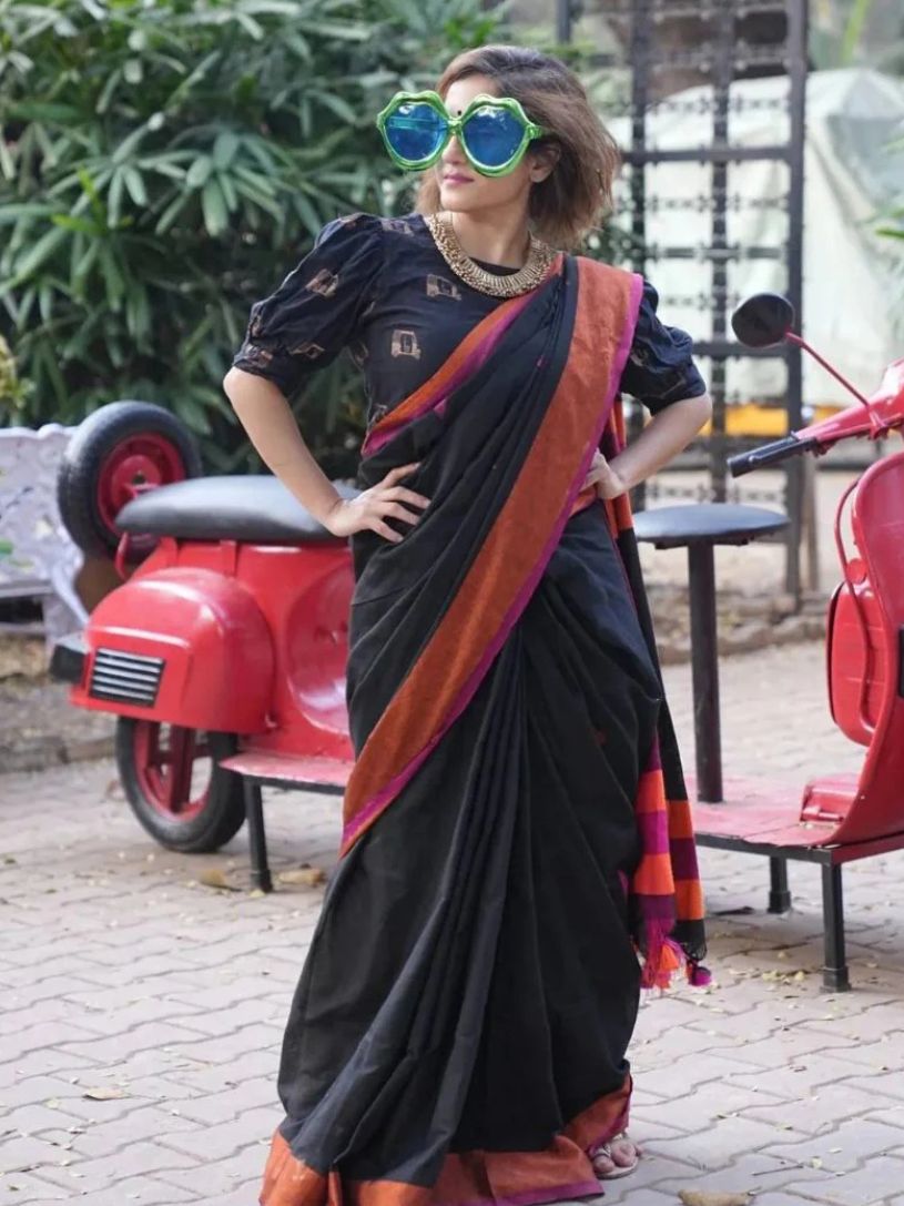 Classic Black Barfi Butta Saree