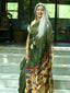 Dark Green Semi Linen Saree with Kalamkari Pallu