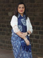 Semi Linen Saree With Batik Print And Munia Pallu