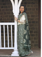 Semi Linen Saree With Batik Print And Munia Pallu
