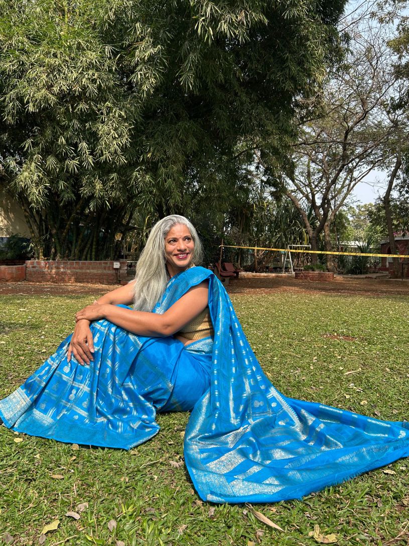 Royal Blue Silk saree with zari border