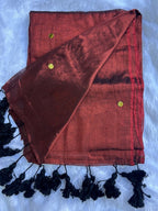 Copper tissue cotton Saree with Gold Gini Work