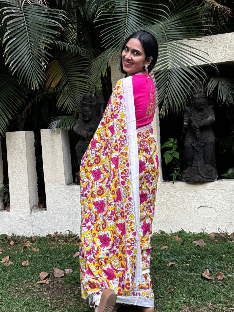 Pure Cotton Floral print Saree