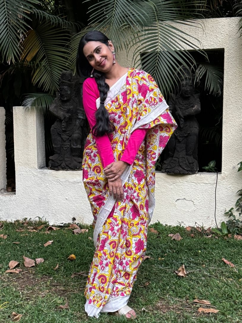 Pure Cotton Floral print Saree