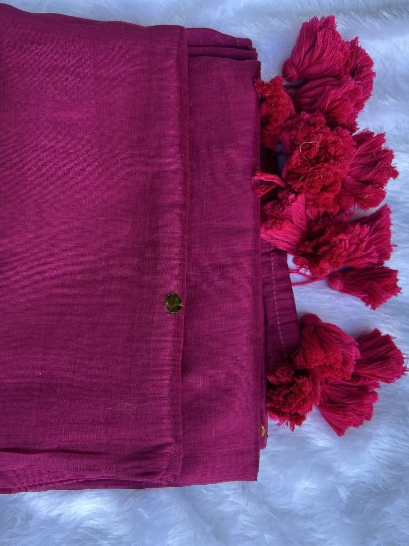 Pink tissue cotton Saree with Gold Gini Work