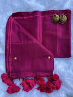 Pink tissue cotton Saree with Gold Gini Work