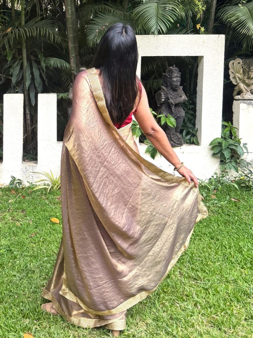 Copper Gold Tissue Silk Saree