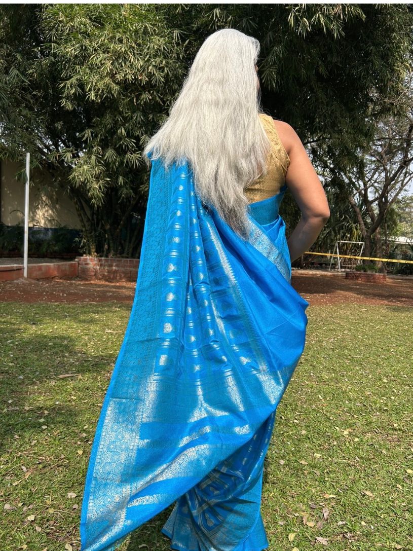 Royal Blue Silk saree with zari border