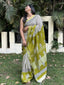 Olive Green Pure Cotton Hand block Printed Formal Saree