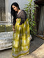 Black and Green Formal Pure Cotton Hand block Printed Saree