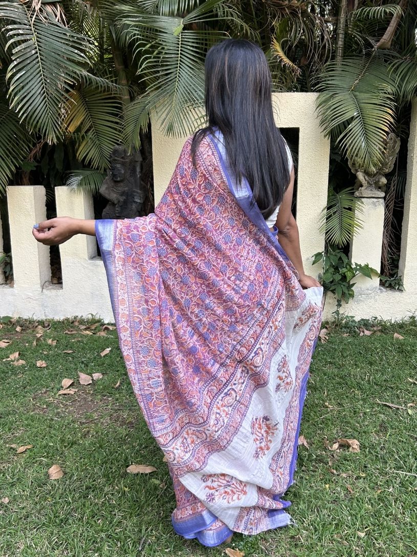 Purple Soft Linen Cotton Saree