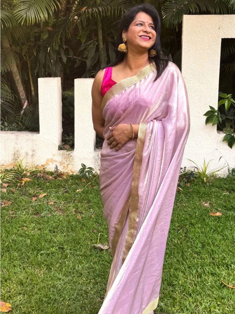 Blush Pink Tissue Silk Saree