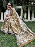 Brown Pure Cotton  Handblock Printed Formal Saree