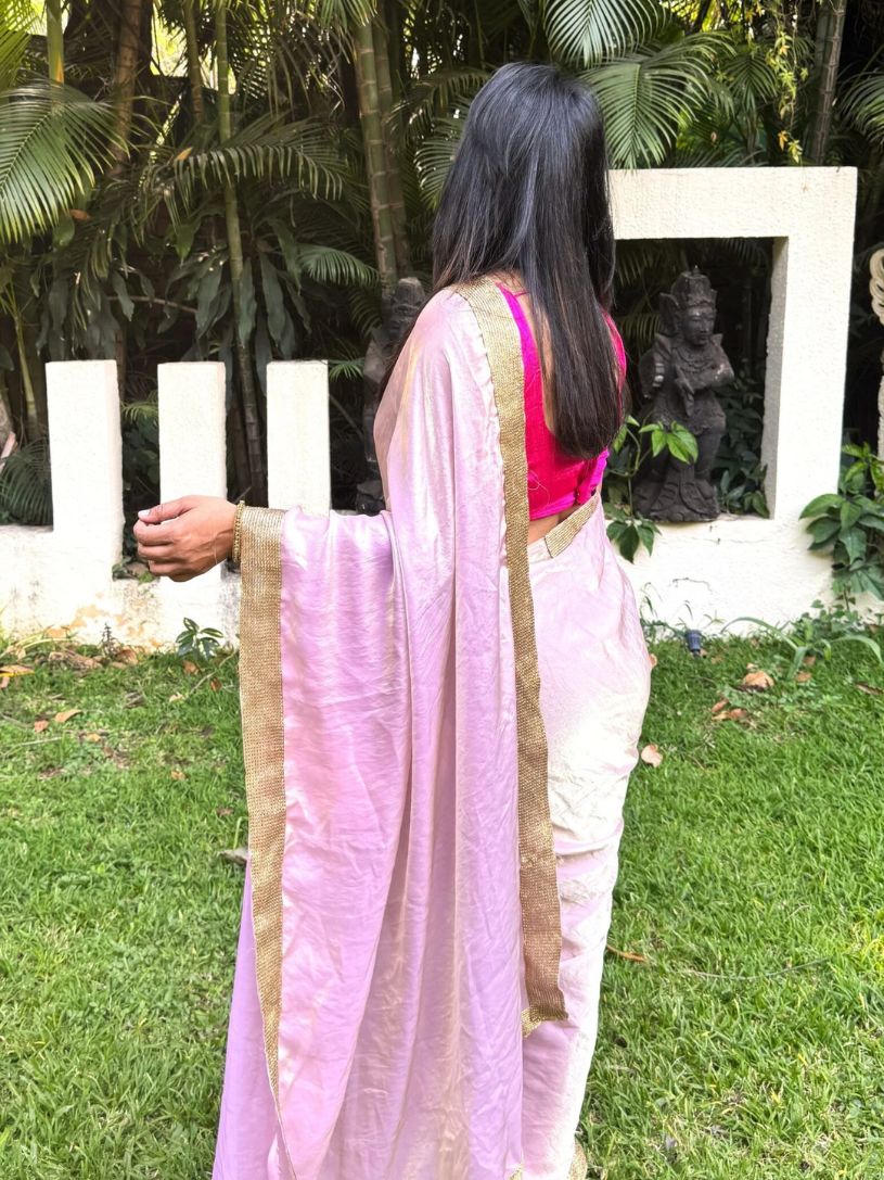 Blush Pink Tissue Silk Saree