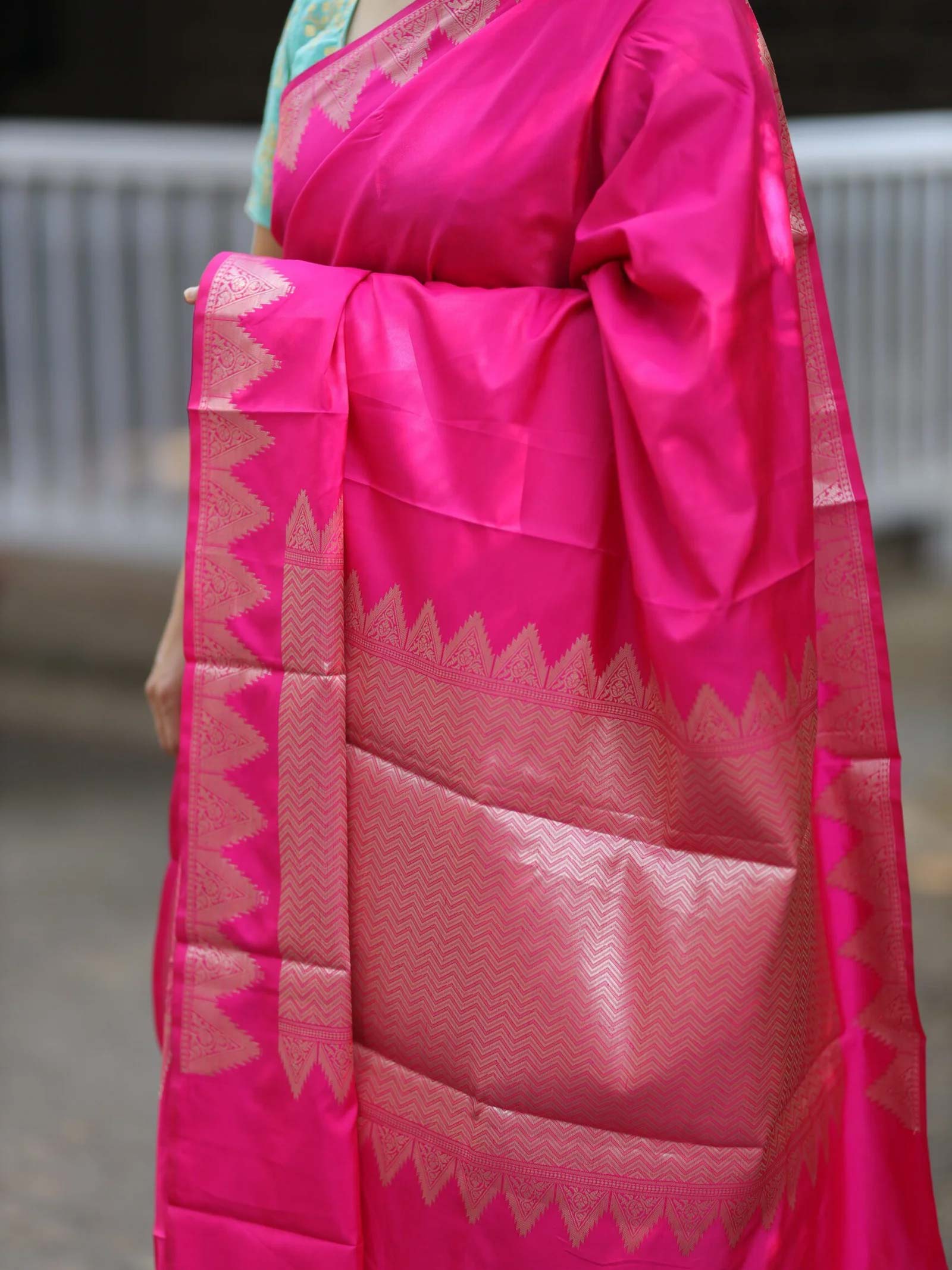 Fuchsia Pink Katan Silk Saree