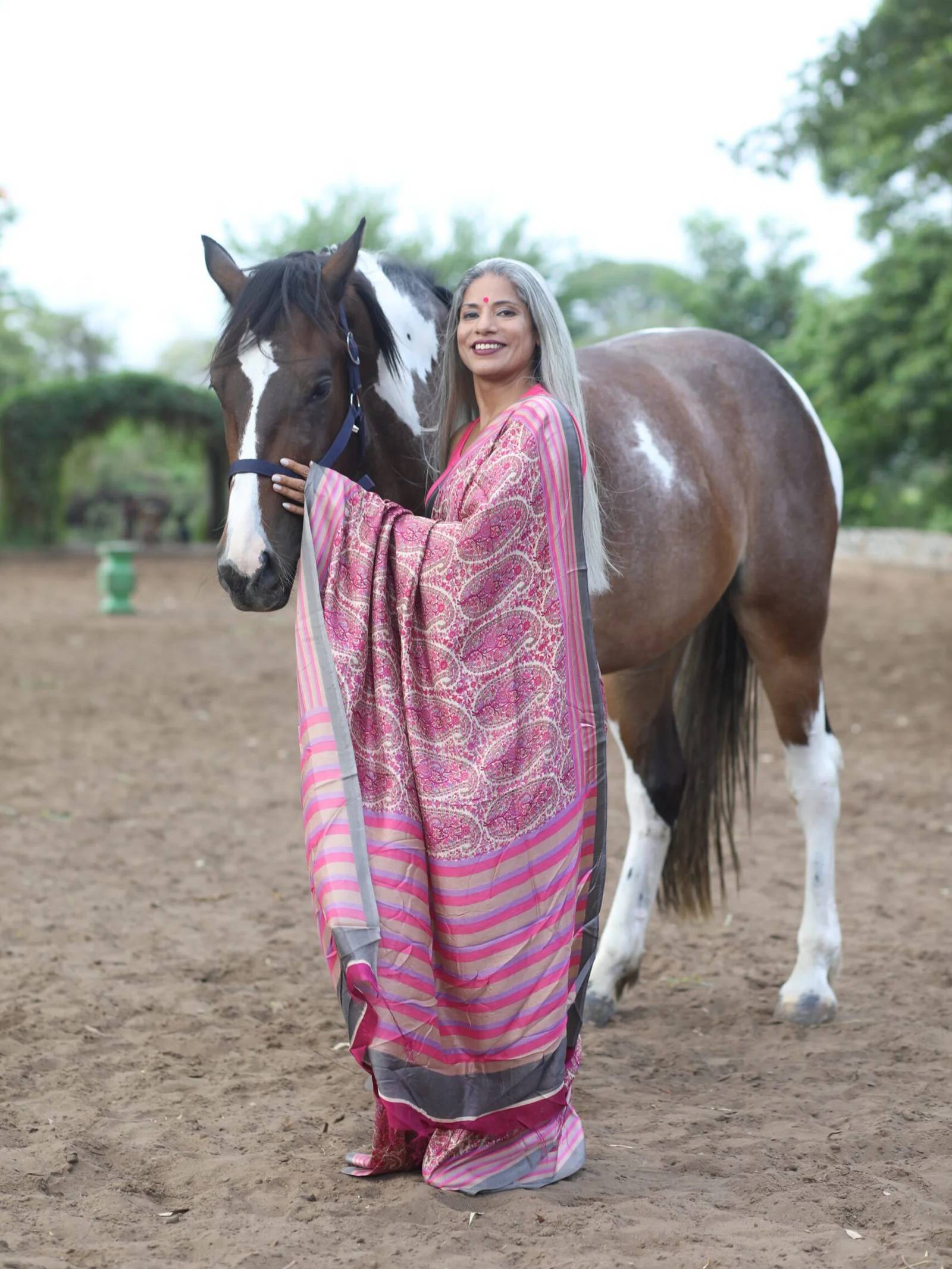 Pure Pashmina Silk Saree - Traditional Koyri Motifs