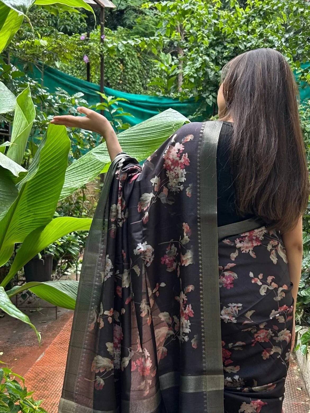 Classic Black Soft Tussar Silk Saree