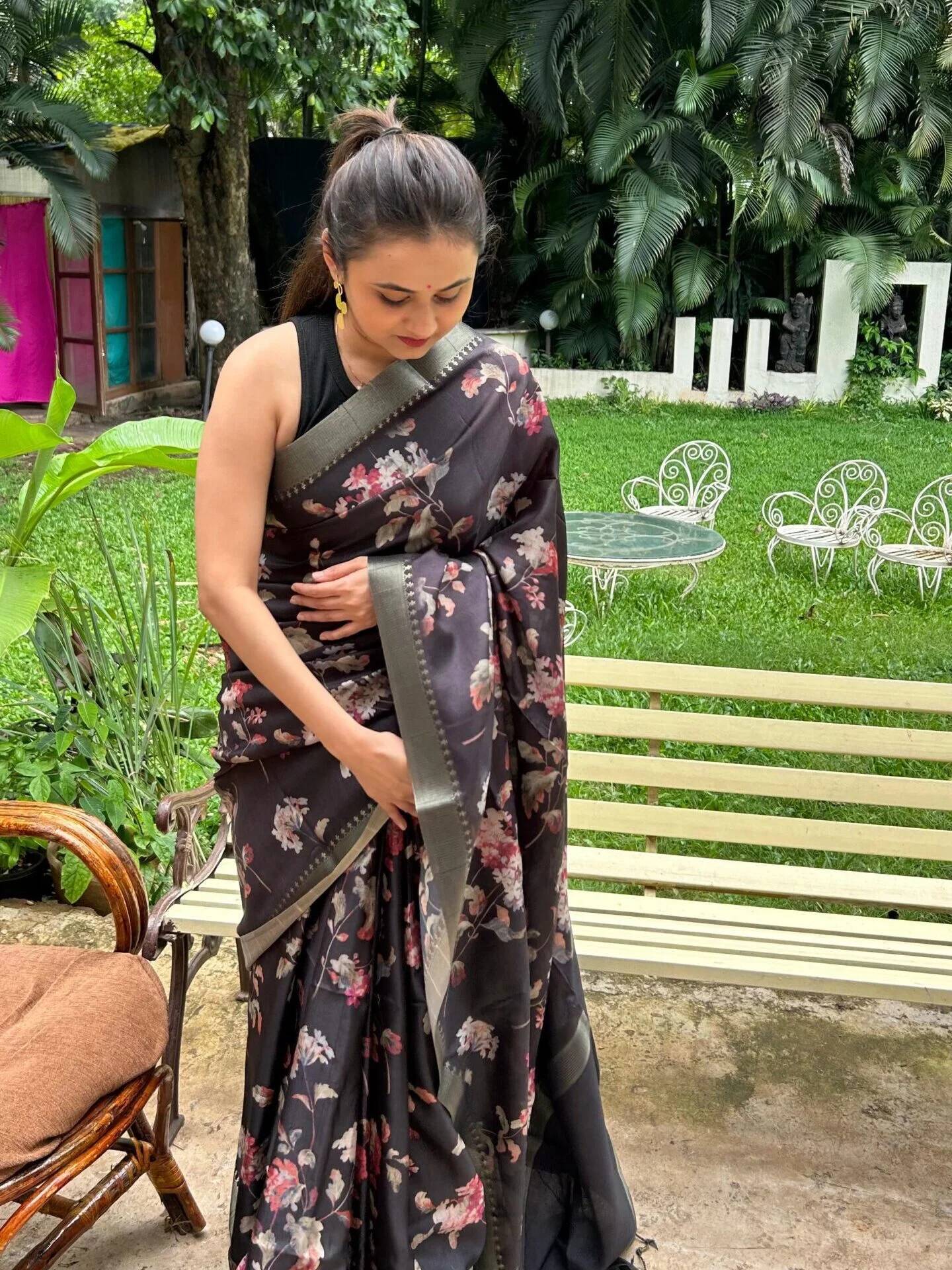 Classic Black Soft Tussar Silk Saree