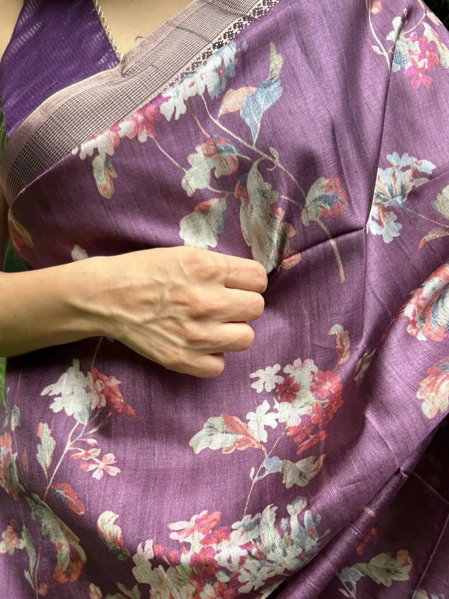 Mauve Soft Tussar Silk Saree