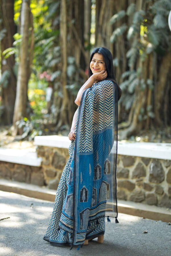 Indigo Semi Linen Saree